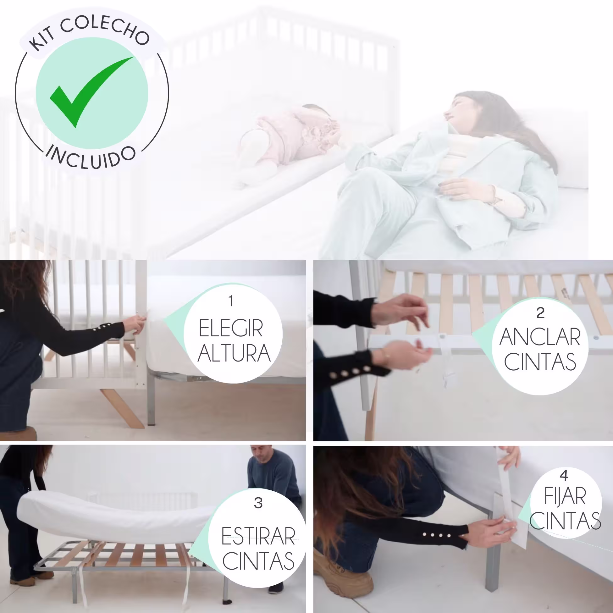 Cuna colecho Umami 3×1 convertible en cama + ruedas - Imagen 2