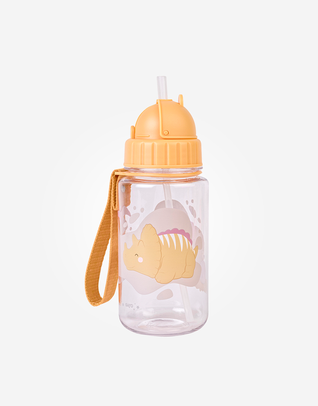 Botella Plástico Happy Dinos Mostaza Personalizable
